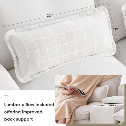 Divano a U con consolle, portabicchieri e porte USB, arredamento da interno simmetrico imbottito, set divano letto con chaise longue