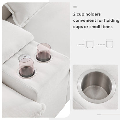 Divano a U con consolle, portabicchieri e porte USB, arredamento da interno simmetrico imbottito, set divano letto con chaise longue