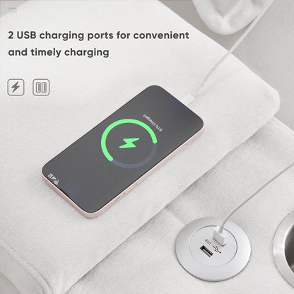 Divano a U con consolle, portabicchieri e porte USB, arredamento da interno simmetrico imbottito, set divano letto con chaise longue