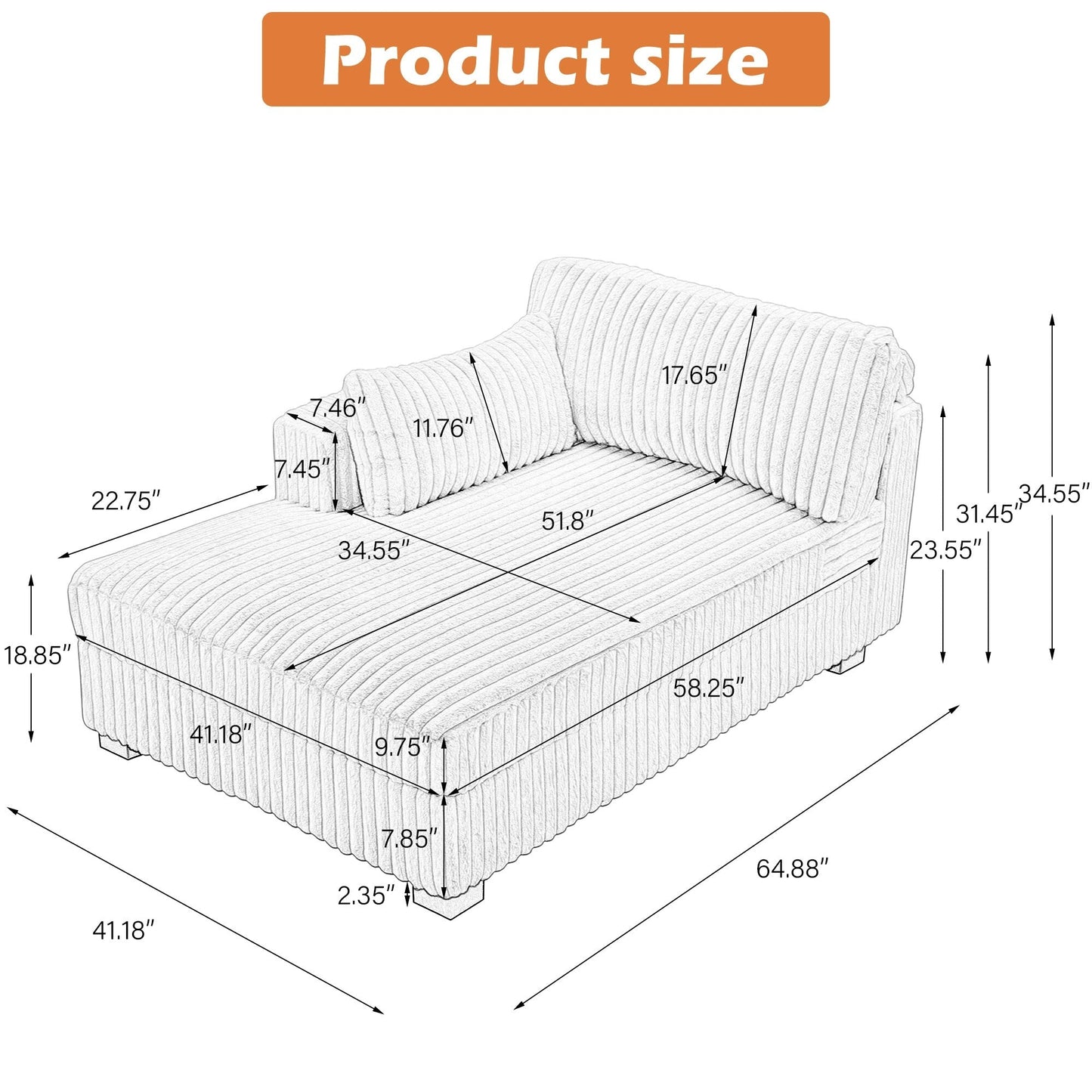 Poltrone imbottite per camera da letto UIXE con bracciolo destro e cuscino lombare