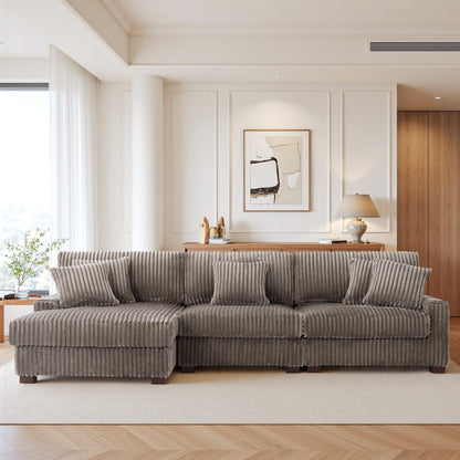 Divano modulare a L imbottito in velluto di peluche UIXE