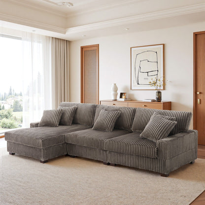 Divano modulare a L imbottito in velluto di peluche UIXE