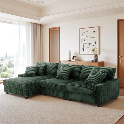 Divano modulare a L imbottito in velluto di peluche UIXE