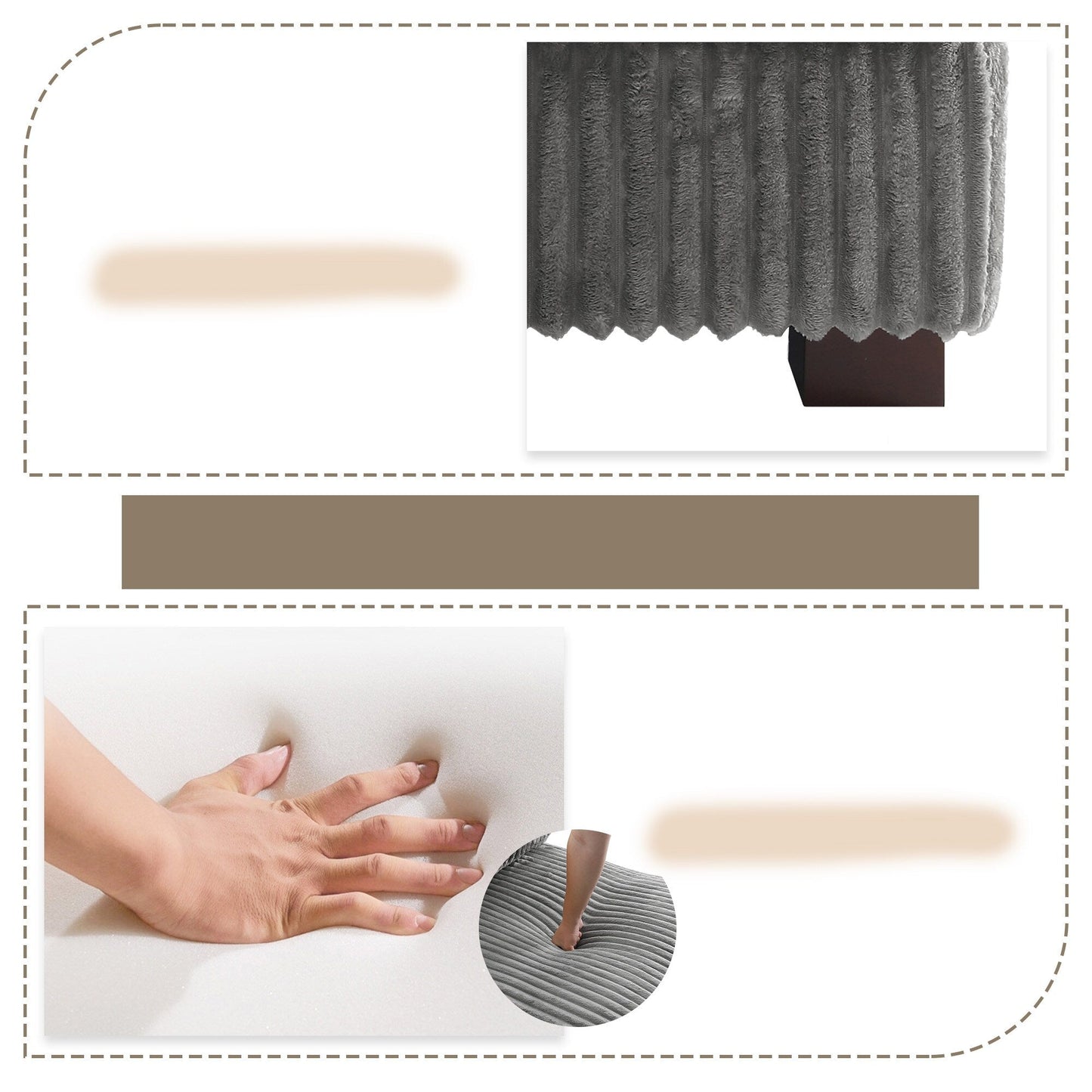 Divano modulare a L imbottito in velluto di peluche UIXE