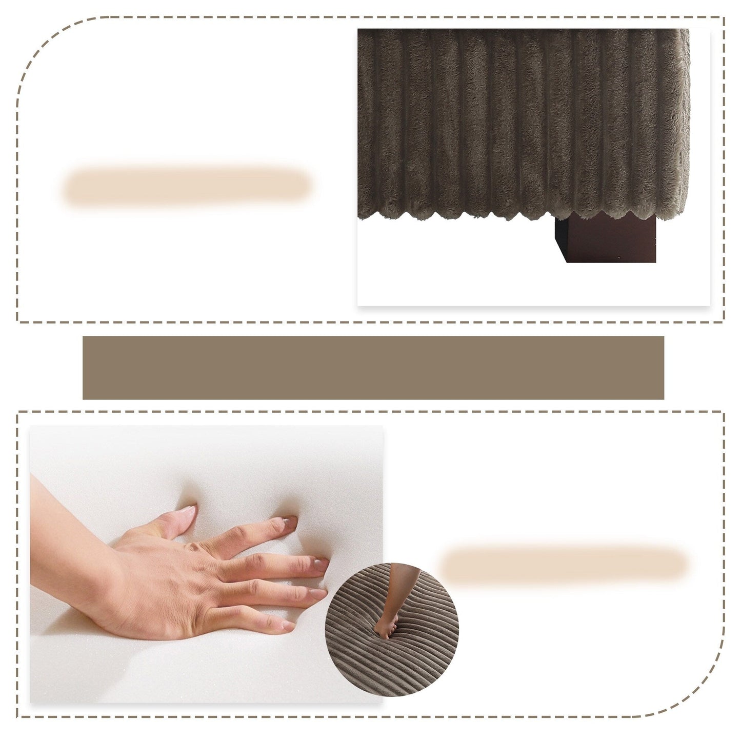 Divano modulare a L imbottito in velluto di peluche UIXE