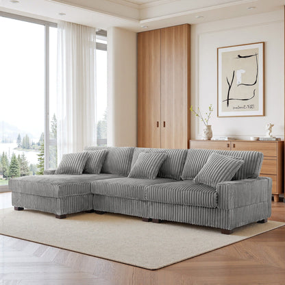 Divano modulare a L imbottito in velluto di peluche UIXE