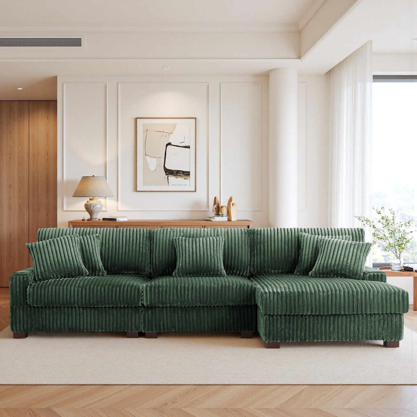 Divano modulare a L imbottito in velluto di peluche UIXE