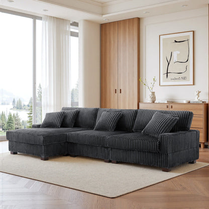 Divano modulare a L imbottito in velluto di peluche UIXE