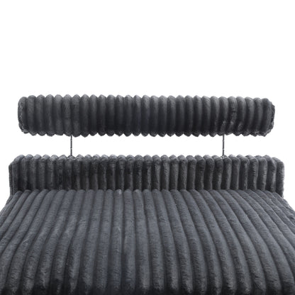 Divano modulare a L imbottito in velluto di peluche UIXE