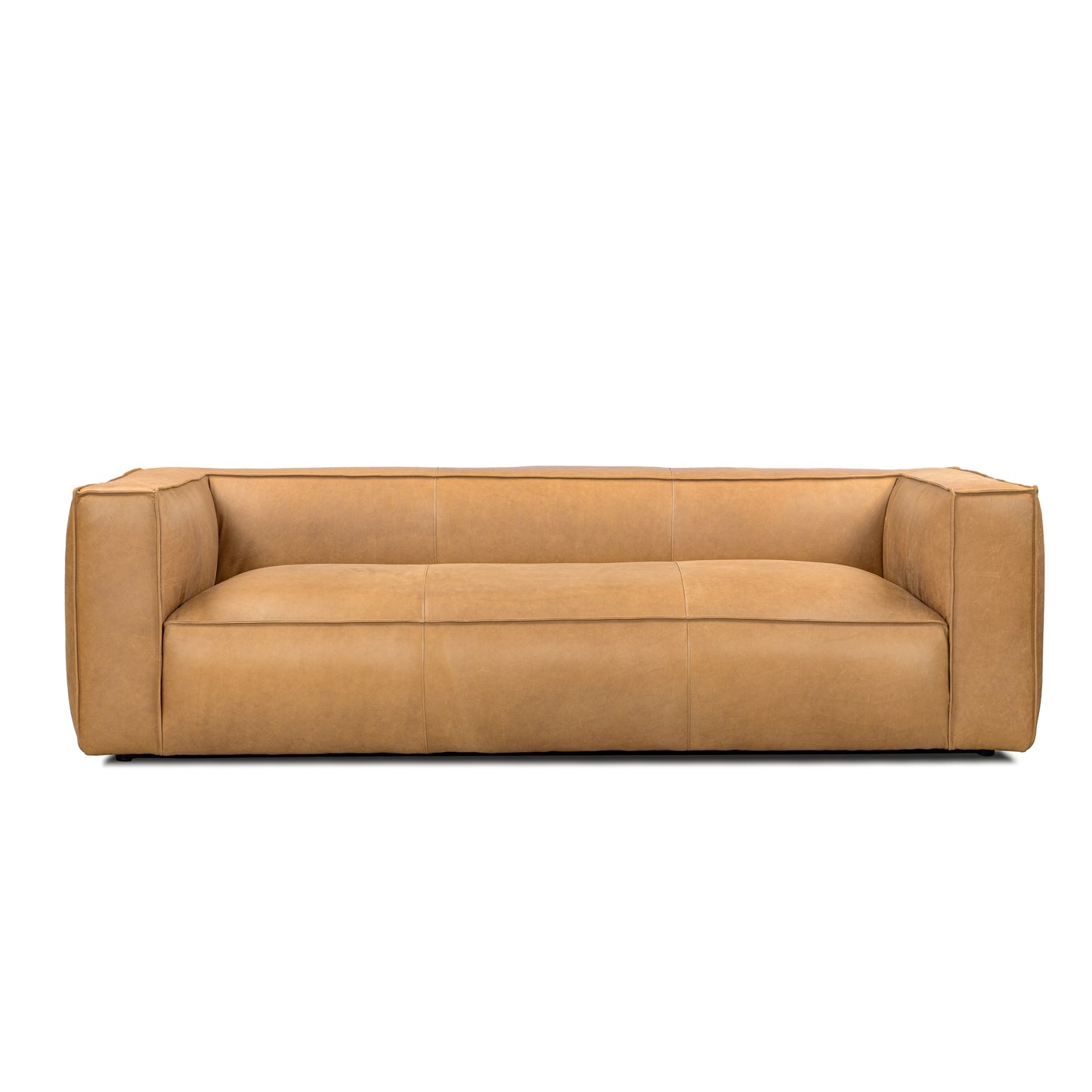 Divano moderno in vera pelle per soggiorno UR Livingroom, interamente in pelle anilina, dimensioni: 100 x 43 x 26,25 cm.