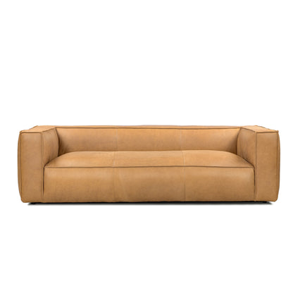 Divano moderno in vera pelle per soggiorno UR Livingroom, interamente in pelle anilina, dimensioni: 100 x 43 x 26,25 cm.