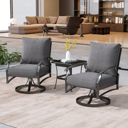 Sedia a dondolo girevole da esterno Uixe in 3 pezzi con cuscino e tavolino laterale