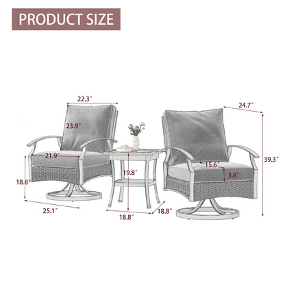 Set di 3 sedie a dondolo girevoli da esterno Uixe con tavolo e sedia a dondolo in vimini