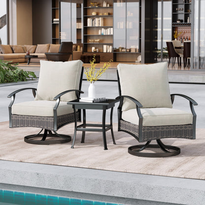 Set di 3 sedie a dondolo girevoli da esterno Uixe con tavolo e sedia a dondolo in vimini