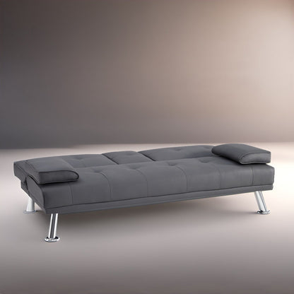 Collezione Ultimate Futon Sofa: Divano Futon con braccioli e portabicchieri, Divano imbottito con bottoni e gambe in legno