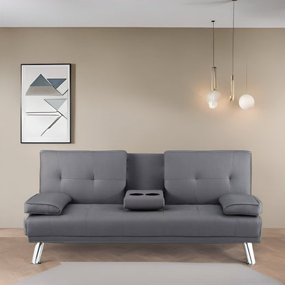 Collezione Ultimate Futon Sofa: Divano Futon con braccioli e portabicchieri, Divano imbottito con bottoni e gambe in legno