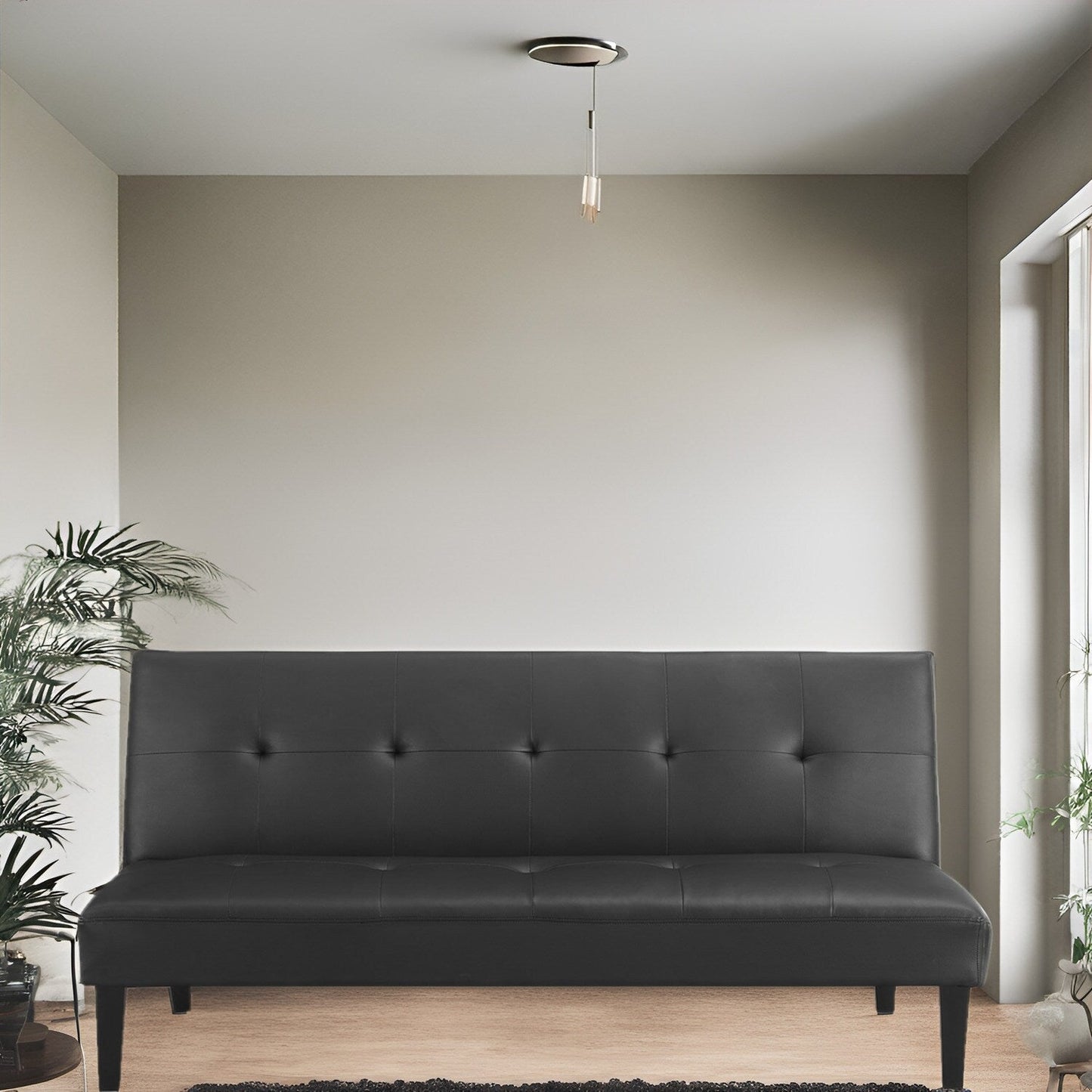 Collezione Ultimate Futon Sofa: Divano Futon con braccioli e portabicchieri, Divano imbottito con bottoni e gambe in legno
