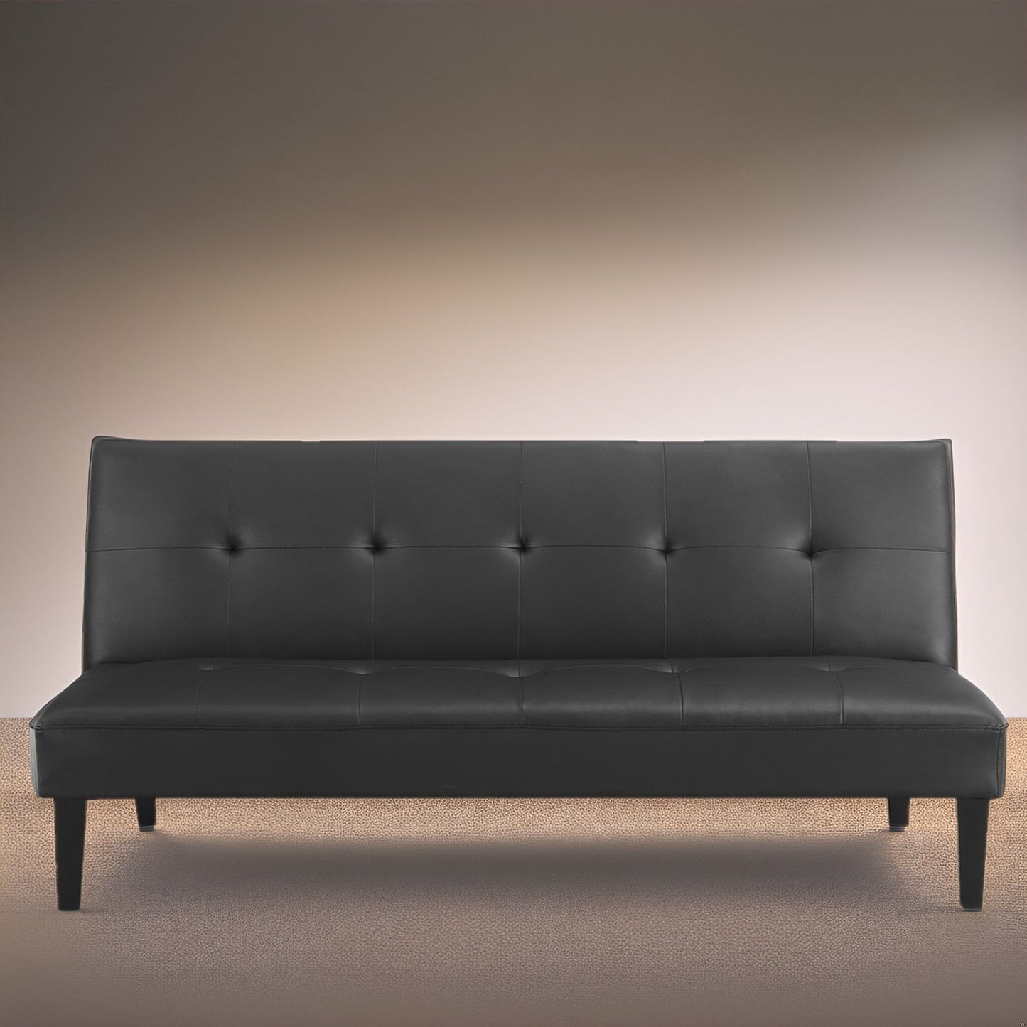 Collezione Ultimate Futon Sofa: Divano Futon con braccioli e portabicchieri, Divano imbottito con bottoni e gambe in legno