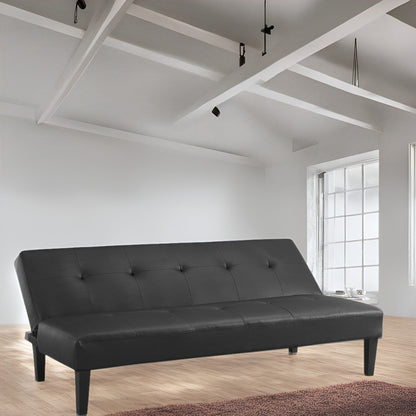 Collezione Ultimate Futon Sofa: Divano Futon con braccioli e portabicchieri, Divano imbottito con bottoni e gambe in legno