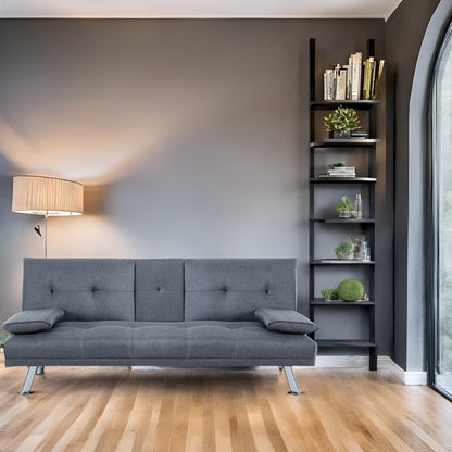 Collezione Ultimate Futon Sofa: Divano Futon con braccioli e portabicchieri, Divano imbottito con bottoni e gambe in legno