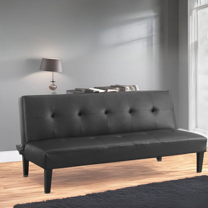 Collezione Ultimate Futon Sofa: Divano Futon con braccioli e portabicchieri, Divano imbottito con bottoni e gambe in legno