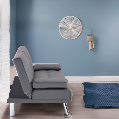 Collezione Ultimate Futon Sofa: Divano Futon con braccioli e portabicchieri, Divano imbottito con bottoni e gambe in legno