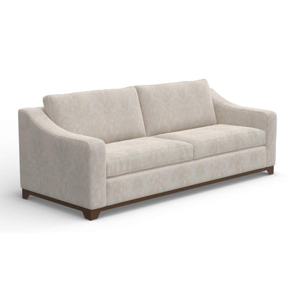 Divano Umey, 2 cuscini, moderno in similpelle bianco avorio, legno massello