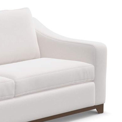 Divano Umey, 2 cuscini decorativi, moderno, in poliestere bianco pulito, legno massello