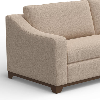 Divano Umey, 2 cuscini decorativi, moderno poliestere color crema marrone, legno massello