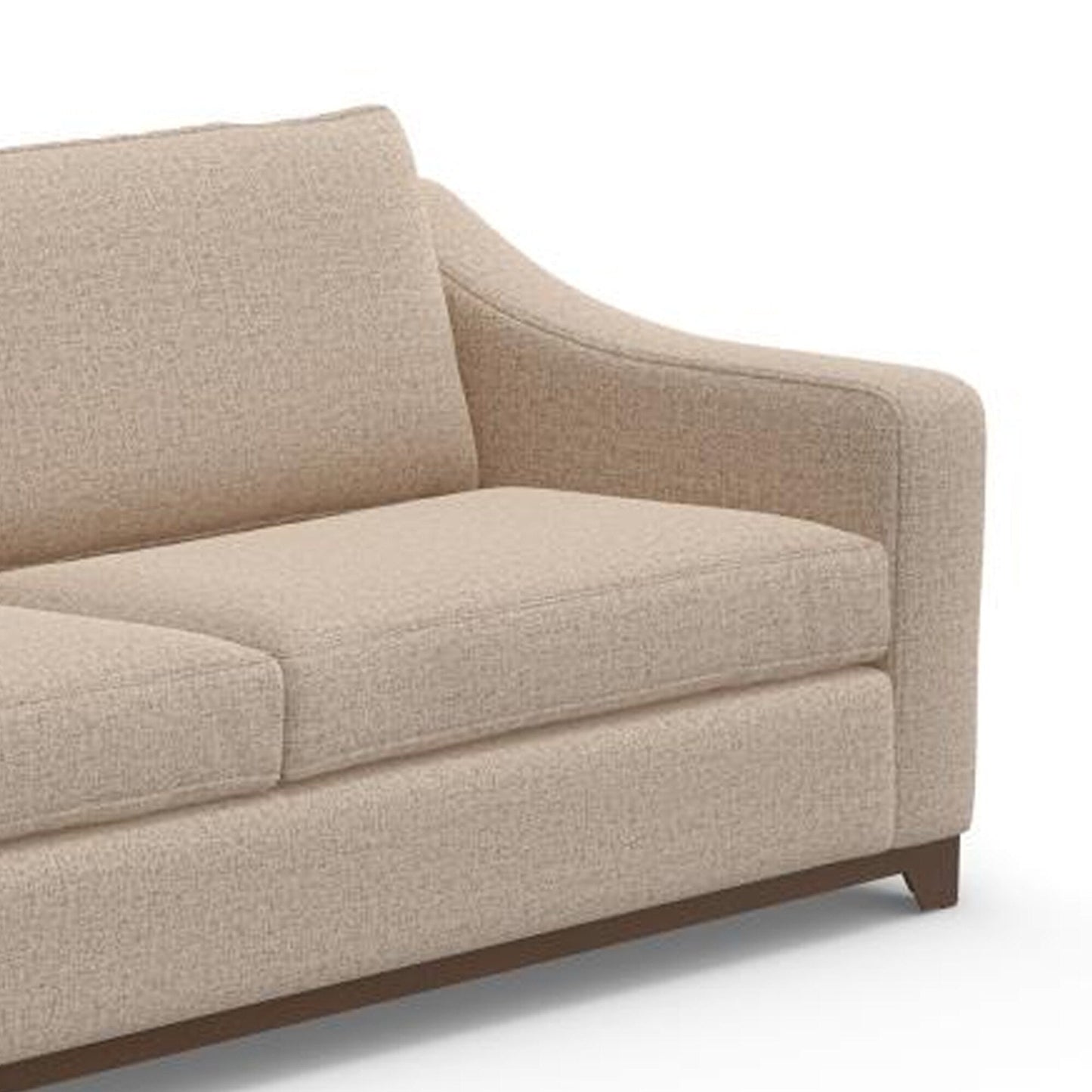 Divano Umey, 2 cuscini decorativi, moderno poliestere color crema marrone, legno massello