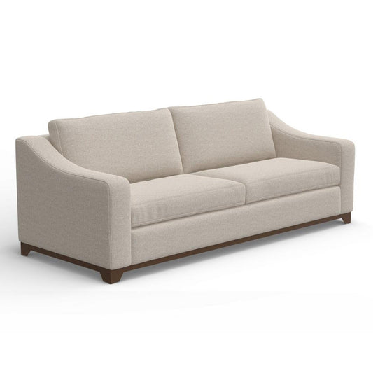 Divano Umey, 2 cuscini decorativi, moderno poliestere bianco avorio, legno massello