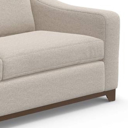 Divano Umey, 2 cuscini decorativi, moderno poliestere bianco avorio, legno massello