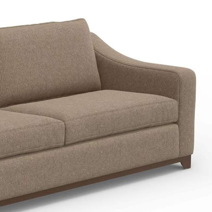 Divano Umey, 2 cuscini decorativi, moderno in poliestere marrone chiaro, legno massello