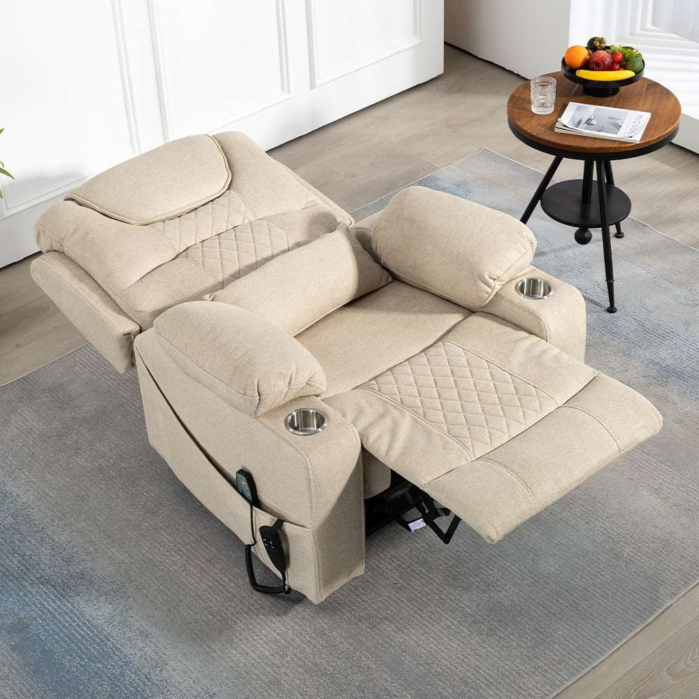 Poltrona reclinabile elettrica con sollevamento orizzontale a 180°, di grandi dimensioni, con controllo indipendente e doppio motore, modello di punta, aggiornata