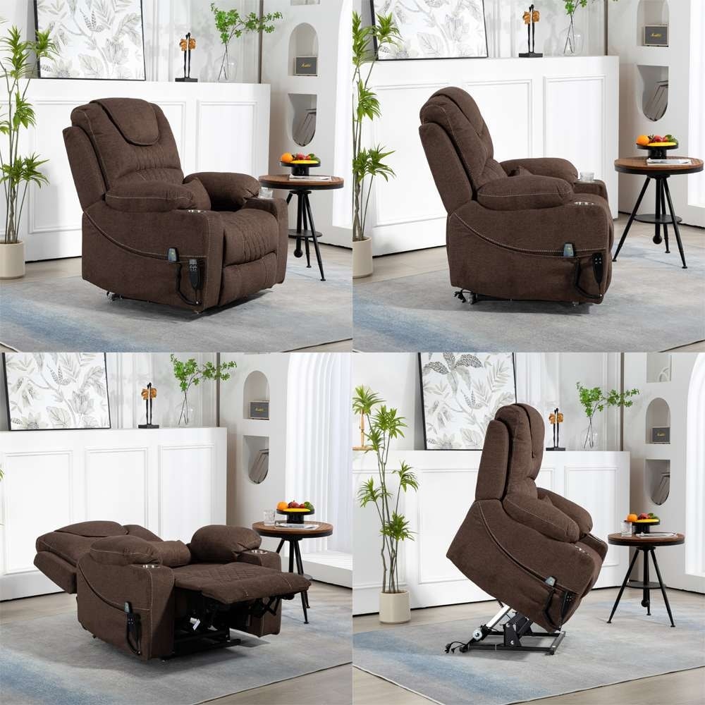 Poltrona reclinabile elettrica con sollevamento orizzontale a 180°, di grandi dimensioni, con controllo indipendente e doppio motore, modello di punta, aggiornata