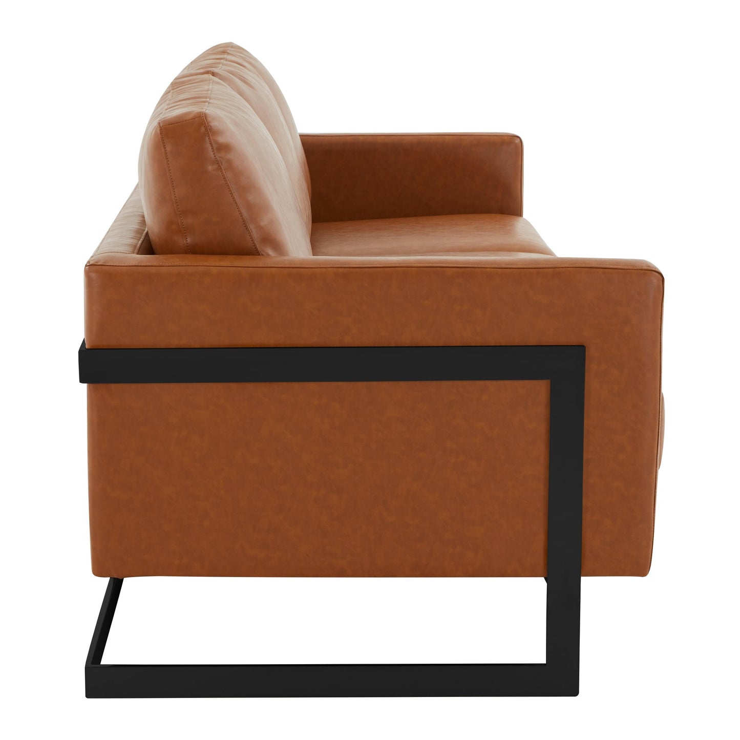 Divano a 3 posti minimalista in pelle imbottita con cuscini rimovibili in acciaio inossidabile per soggiorno e camera da letto