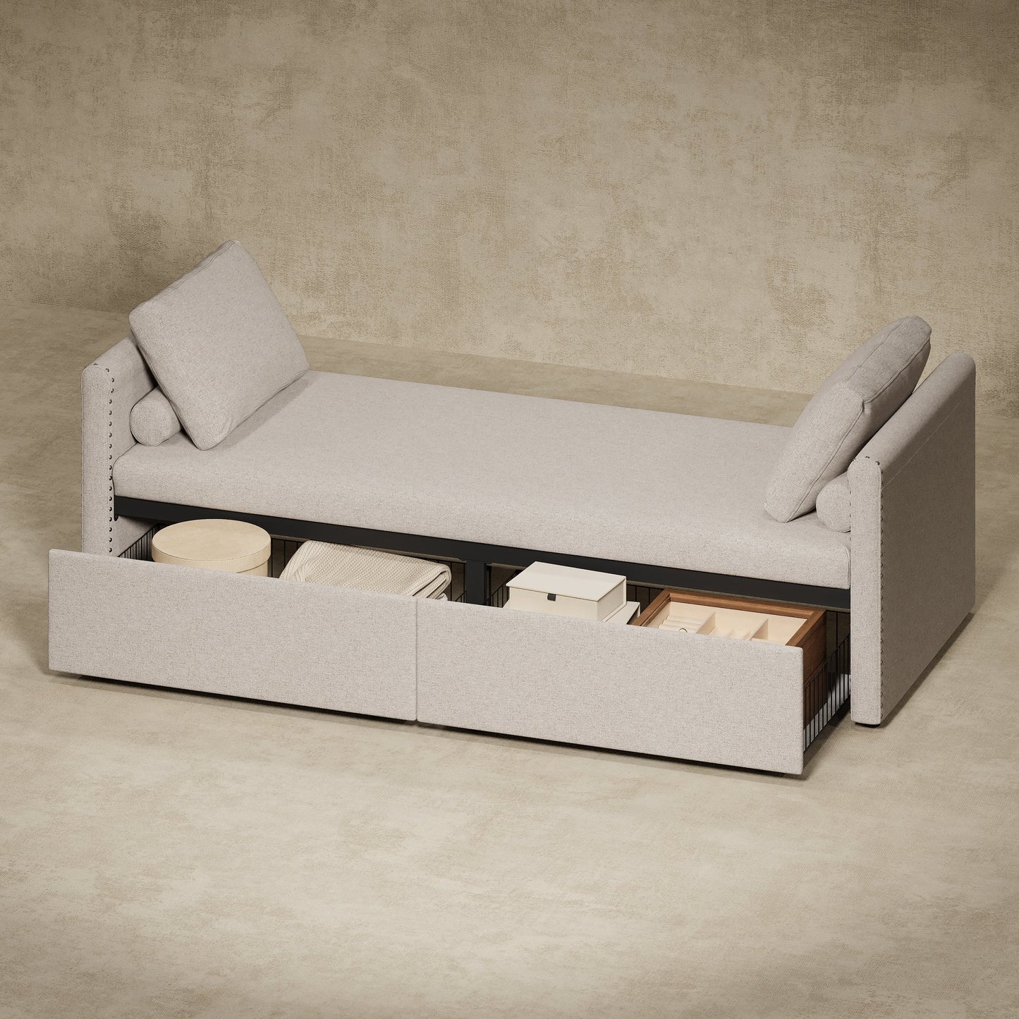 Chaise longue imbottita con 2 cassetti di Harper&amp;Bright Designs