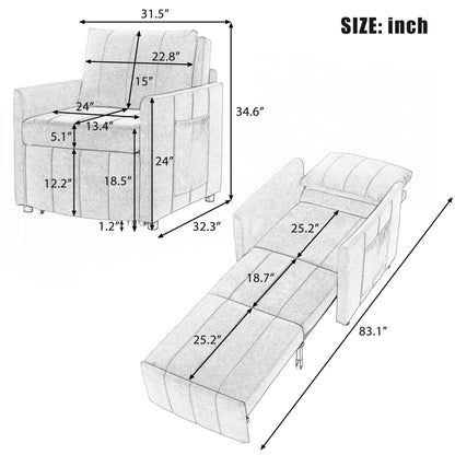 Divano letto imbottito trasformabile