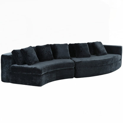 Divani imbottiti Divano curvo in ciniglia jacquard, nessun montaggio richiesto