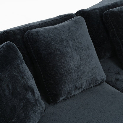 Divani imbottiti Divano curvo in ciniglia jacquard, nessun montaggio richiesto