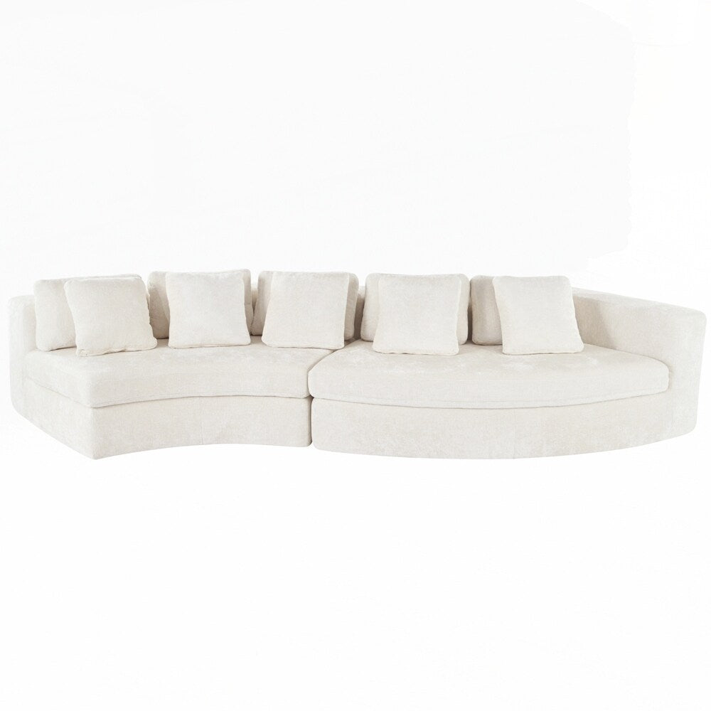 Divani imbottiti Divano curvo in ciniglia jacquard, nessun montaggio richiesto