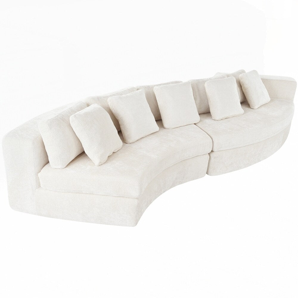 Divani imbottiti Divano curvo in ciniglia jacquard, nessun montaggio richiesto