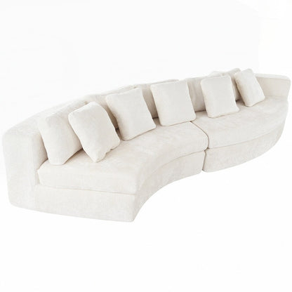 Divani imbottiti Divano curvo in ciniglia jacquard, nessun montaggio richiesto