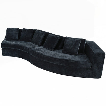 Divani imbottiti Divano curvo in ciniglia jacquard, nessun montaggio richiesto