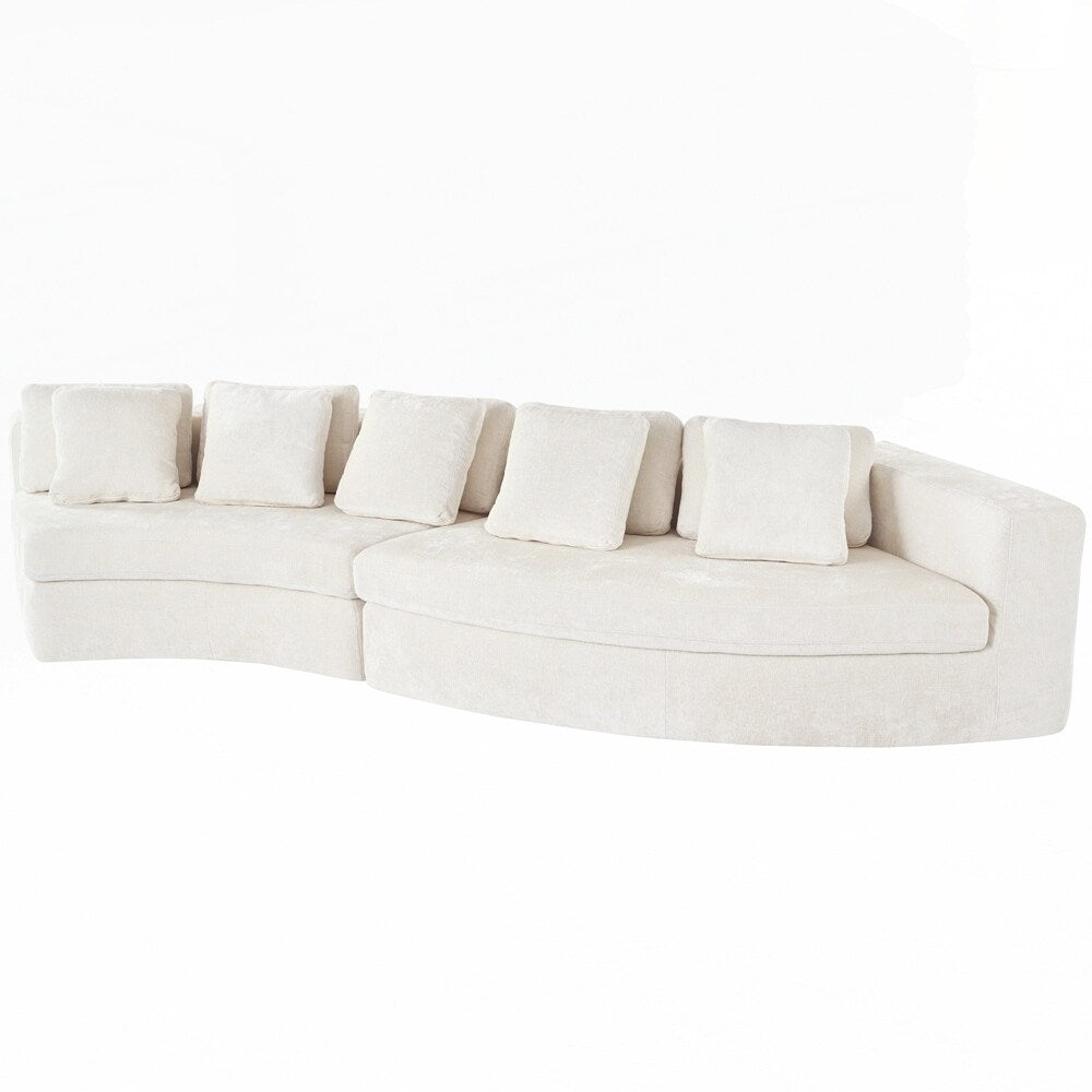 Divani imbottiti Divano curvo in ciniglia jacquard, nessun montaggio richiesto