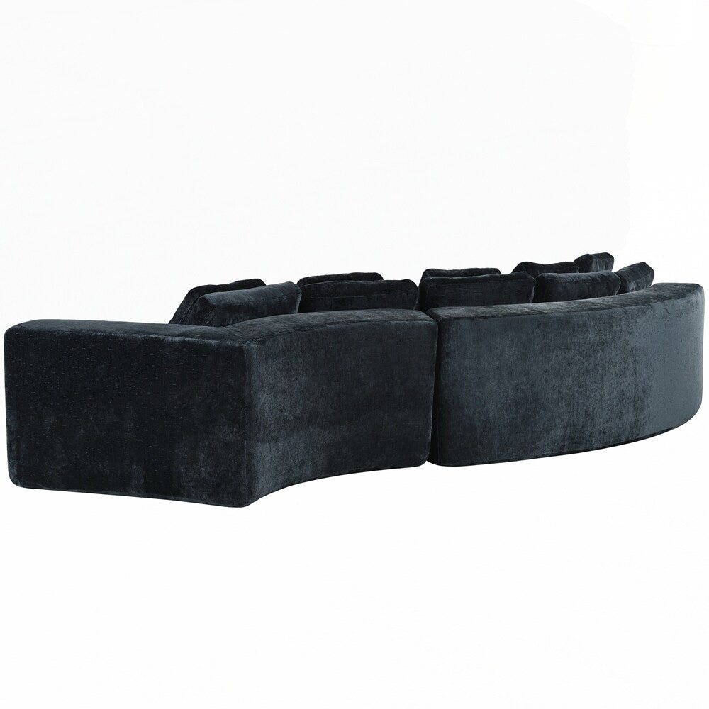 Divani imbottiti Divano curvo in ciniglia jacquard, nessun montaggio richiesto