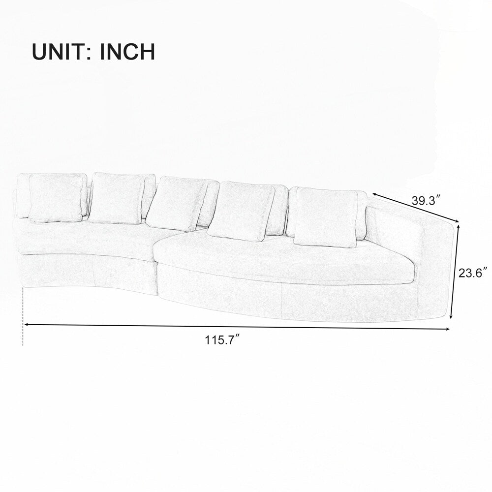 Divani imbottiti Divano curvo in ciniglia jacquard, nessun montaggio richiesto