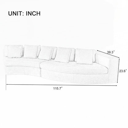 Divani imbottiti Divano curvo in ciniglia jacquard, nessun montaggio richiesto