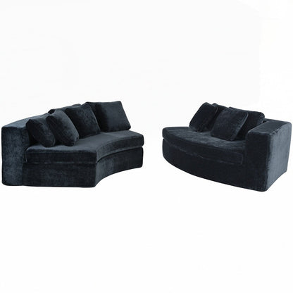 Divani imbottiti Divano curvo in ciniglia jacquard, nessun montaggio richiesto