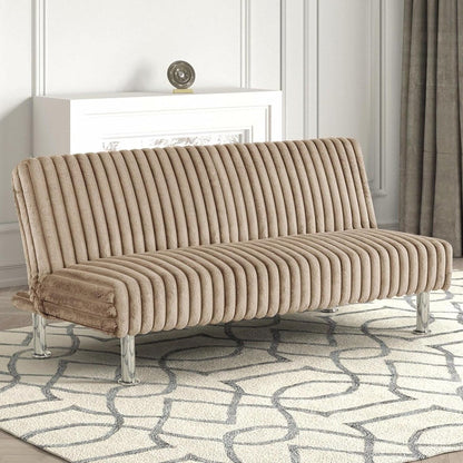 Divano letto futon imbottito con gambe in metallo